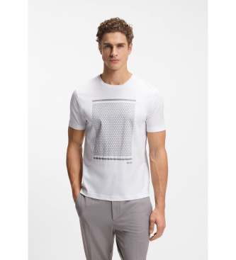 BOSS para hombre. 50554333 Camiseta Tour Print blanco (XXL), Casual, Algodón, Manga corta