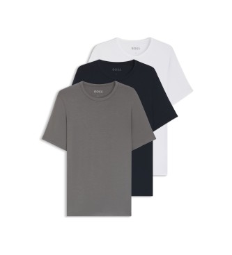 BOSS para hombre. 50534019 Pack 3 Camisetas Bamboo gris, negro, blanco (S), Homewear, Algodón, Manga corta