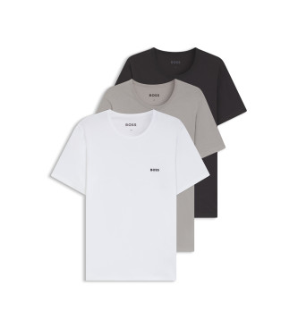 BOSS para hombre. 50532468 Pack 3 Camisetas Classic blanco, gris, negro (L), Homewear, Algodón, Manga corta