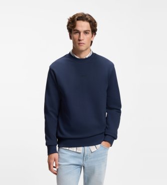 Sweatshirt i bomullsfleece med marinblått tryckt logotyp