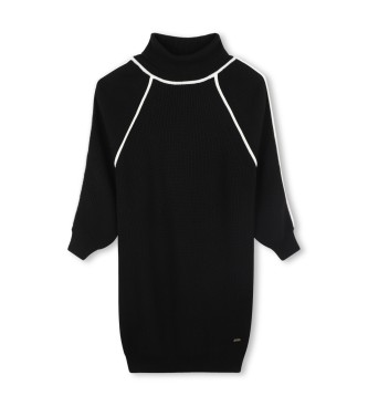 BOSS para niña. J52410 Vestido Suave negro (14años= 162cm), Casual, Algodón, Manga larga, moda infantil