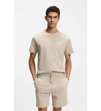 BOSS para hombre. 50535891 Camiseta Waffle beige (M), Negro, Casual, Algodón, Manga corta