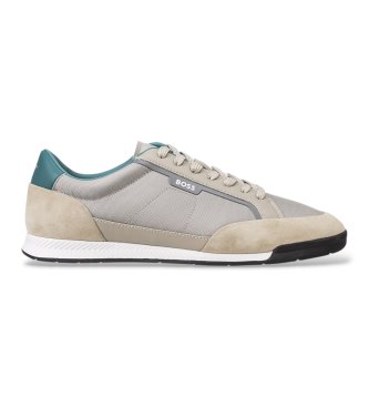 BOSS Zapatillas con ribete de ante y suela estriada beige