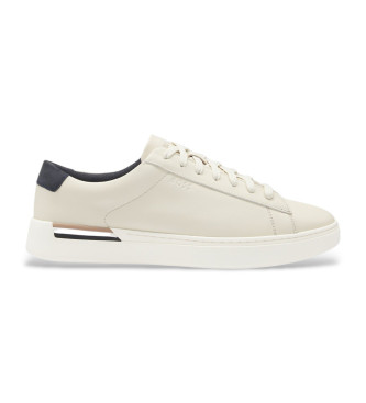 BOSS para hombre. 50543440 Zapatillas de piel Clint Tenn blanco (40), Plano, Cordones, Casual