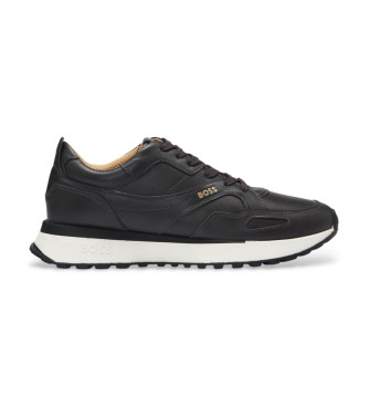 BOSS para hombre. 50536486 Zapatillas de Piel Jonah negro (42), Plano, Cordones, Casual