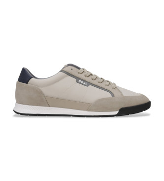 BOSS para hombre. 50548864 Zapatillas de piel Nitan beige (43), Plano, Cordones, Casual