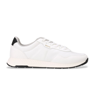 BOSS para hombre. 50536481 Zapatillas Titanium Runn nypuN blanco (45), Plano, Cordones, Casual, Sostenible
