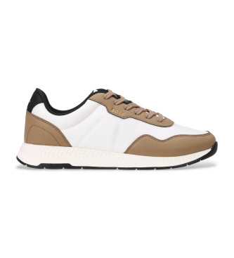BOSS para hombre. 50536481 Zapatillas Titanium Runn nypuN blanco, marrón (41), Plano, Cordones, Casual, Sostenible