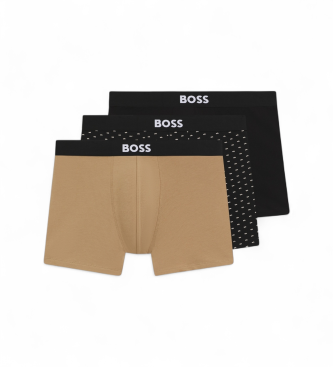 BOSS Set 3 bóxers Boss One beige y negro