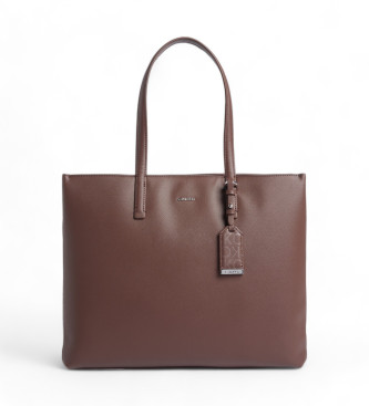 Calvin Klein para mujer. K60K612547 Bolso tote Saffiano marrón (OSFA), Casual, Poliéster Reciclado