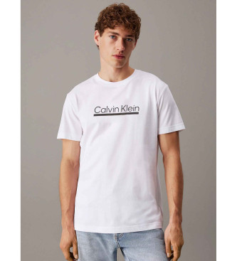 Calvin Klein para hombre. LV04RC852G Camiseta 30s Outline blanco (XXL), Casual, Algodón, Manga corta