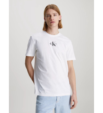Calvin Klein para hombre. J30J323483 Camiseta de algodón con monograma blanco (L), Casual, Manga corta, Sostenible, Calvin Klein outlet 2024