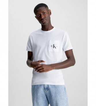 Calvin Klein Jeans - pour homme. t-shirt monogramme et poche blanc