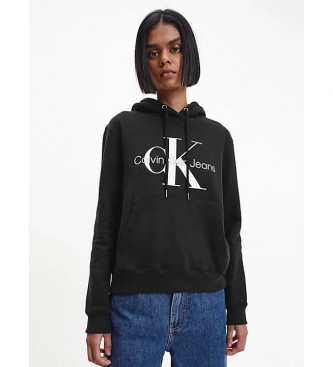 Calvin Klein para mulher. Blusa de moletom com monograma central preta