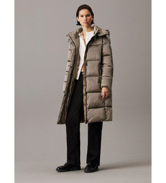 Abrigo de plumas de satén brillante verde (M), Casual, Nylon reciclado, Calvin Klein Jeans outlet