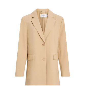 Calvin Klein Jeans para mujer. J20J225206 Blazer entallada beige (L), Casual, Poliéster Reciclado, Sostenible