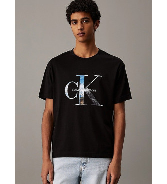 Calvin Klein Jeans para hombre. J30J327483 Camiseta de manga corta con monograma negro (L), Casual, Algodón Orgánico, Sostenible