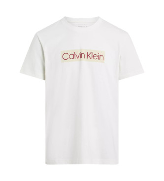 Calvin Klein Jeans para hombre. J30J327472 Camiseta de manga corta logo estampado blanco (L), Casual, Algodón Orgánico, Sostenible