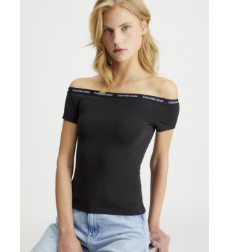 Calvin Klein Jeans - pour femme. t-shirt ?lastique avec logo noir