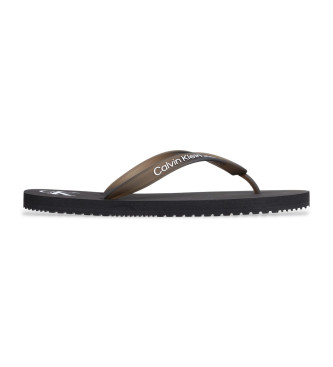Calvin Klein Jeansvoor mannen. YM0YM01267 Zwarte doorzichtige teenslippers (46), Plat, Geen, Strandkleding