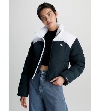 Calvin Klein Jeans para mujer. J20J222340 Chaqueta De Plumas Color Block negro, blanco (L), Casual, Poliéster Reciclado, Calvin Klein Jeans