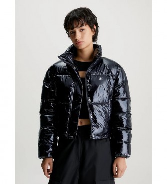 Calvin Klein Jeans para mujer. J20J222710 Chaqueta De Plumas Cropped Superbrillante negro (XL), Casual, Nylon reciclado