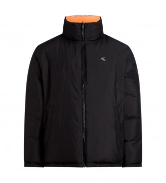 Chaqueta De Plumas Reversible 90'S negro. Naranja (XL), Casual, Poliéster Reciclado