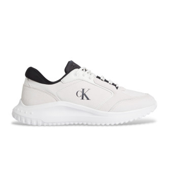 Calvin Klein Jeansvoor mannen. YM0YM01145 Leren sneakers Eva Runner Laag wit (46), Leer, Plat, Veters, Casual