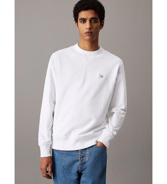 Calvin Klein Jeans para hombre. J30J327115 Sudadera de cuello redondo blanco (M), Casual, Algodón Orgánico, Sostenible