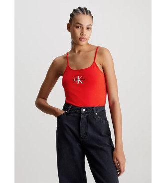 Calvin Klein Jeans - pour femme. top slim avec monogramme rouge