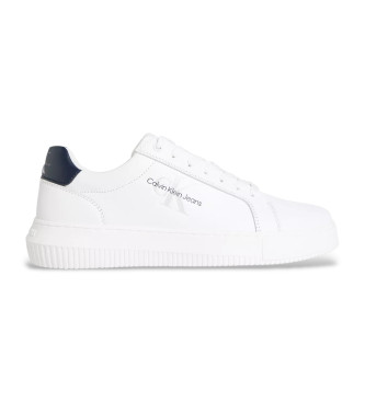 Calvin Klein Jeansvoor mannen. YM0YM00681 Chunky Cupsole Mono leren sportschoenen wit (46), Leer, Plat, Veters, Casual