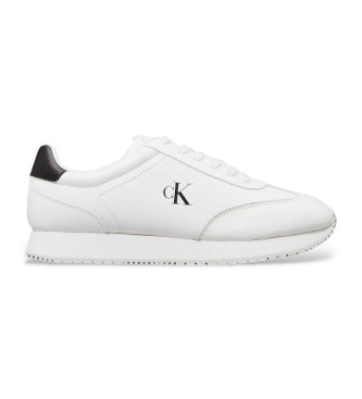 Calvin Klein Jeans para hombre. YM0YM01187 Zapatillas de piel Runner Lace-Up blanco (43), Cordones, Casual