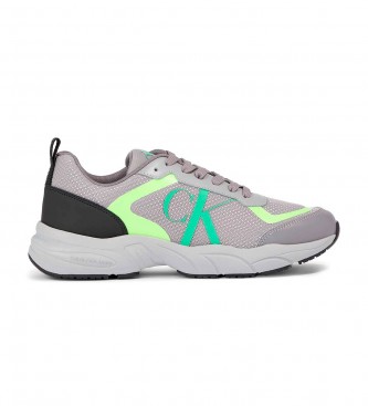 Calvin Klein Jeans para hombre. YM0YM00785 Zapatillas Retro Tennis gris (45), Plano, Cordones, Casual, Sostenible, Poliéster reciclado, Calv