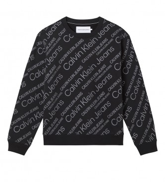 Calvin Klein para homem. Logo Sweatshirt AOP Crew Neck preto