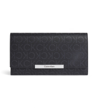 Calvin Klein para mujer. K60K612444 Cartera con compartimento para billetes y monedero grande con logo negro (OSFA), Casual, Poliuretano, Ca