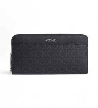 Calvin Klein para mujer. K60K612672 Cartera grande con cremallera en el contorno negro (OSFA), Casual, Poliuretano, Calvin Klein outlet 2024