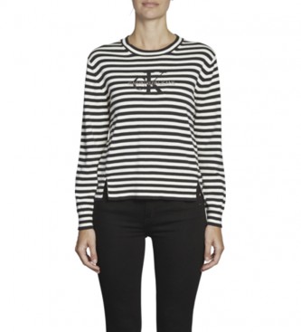 Calvin Klein para mulher. Monograma Embro camisola preta, branca