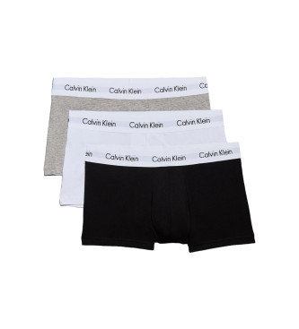 Calvin Klein para hombre. 0000U2664G Pack 3 Boxers de Tiro Bajo Cotton Stretch gris, blanco, negro (XS), Homewear, Algodón, Calvin Klein out