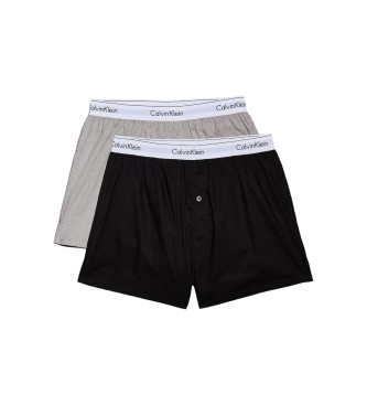 Calvin Klein para hombre. 000NB1396A Pack de 2 boxers Slim Fit gris, negro (M), Homewear, Algodón, Calvin Klein outlet 2024.