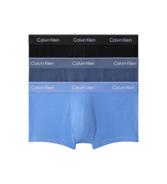 Calvin Klein para hombre. LV00NB4389 Pack de 3 bóxers ajustados de tiro bajo Icon Cotton Stretch negro, azul (XL), Homewear, Algodón