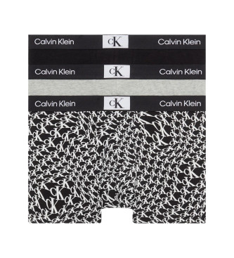 Calvin Klein para hombre. 000NB3528E Pack de 3 bóxers CK96 negro, gris (M), Homewear, Algodón, Calvin Klein outlet 2024.