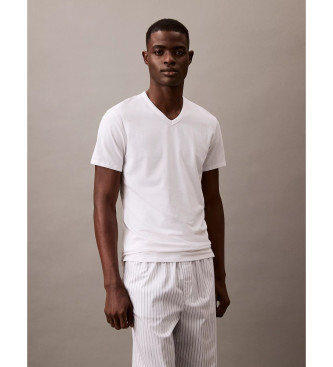 Calvin Klein para hombre. LV00NB4186 Pack de 3 camisetas de cuello en V blanco, gris, azul (L), Homewear, Algodón, Manga corta