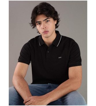 Calvin Klein para hombre. K10K114141 Polo de piqué negro (L), Casual, Manga corta, Algodón Orgánico, Sostenible