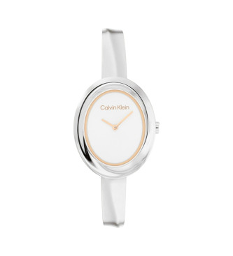 Calvin Klein para mujer. 25100055 Reloj Twisted Bezel plateado (OSFA), Plata, Casual, Brazalete, Acero Inoxidable