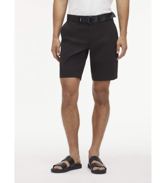 Calvin Klein para hombre. K10K111788 Shorts Slim Fit con cinturón de sarga negro (32), Casual, Clásico, Algodón Orgánico, Sostenible, Calvin