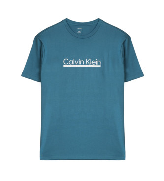 Calvin Klein para hombre. LV04RC852G Camiseta 30s Outline azul (L), Casual, Algodón, Manga corta