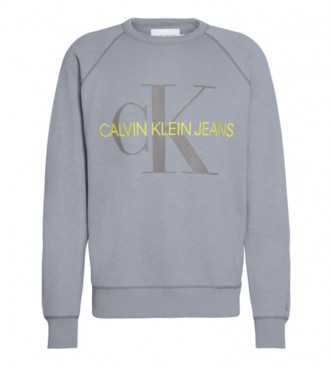 Calvin Klein para homem. Sweatshirt Tintura Vegetal Monograma cinza