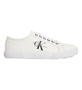 Calvin Klein Jeans para mujer. YW0YW00482 Zapatillas Essential Vulcanized blanco (38), 1 a 3cm, Cordones, Casual, Algodón Orgánico, Sostenib