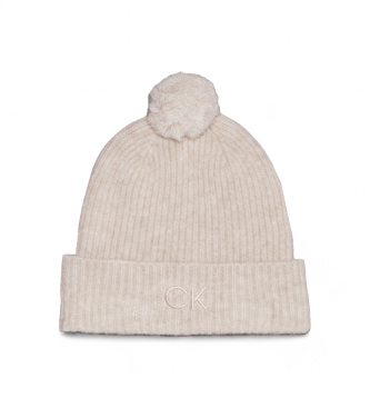 Calvin Klein para mujer. K60K612586 Gorro de punto suave con pompón beige (OSFA), Casual, Alpaca, Calvin Klein outlet 2024.