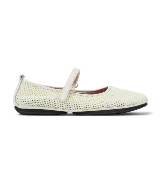 Camper para mujer. K201402-007 Bailarinas de piel Right Nina blanco (41), Plano, Velcro, Casual, Sostenible
